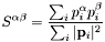 \[ S^{\alpha \beta} = \frac{\sum_i p_i^\alpha p_i^\beta}{\sum_i |\mathbf{p}_i|^2} \]