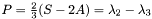 $ P = \frac{2}{3}(S-2A) = \lambda_2 - \lambda_3 $