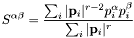 \[ S^{\alpha \beta} = \frac{\sum_i |\mathbf{p}_i|^{r-2} p_i^\alpha p_i^\beta} {\sum_i |\mathbf{p}_i|^r} \]