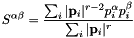 \[ S^{\alpha \beta} = \frac{\sum_i |\mathbf{p}_i|^{r-2} p_i^\alpha p_i^\beta} {\sum_i |\mathbf{p}_i|^r} \]